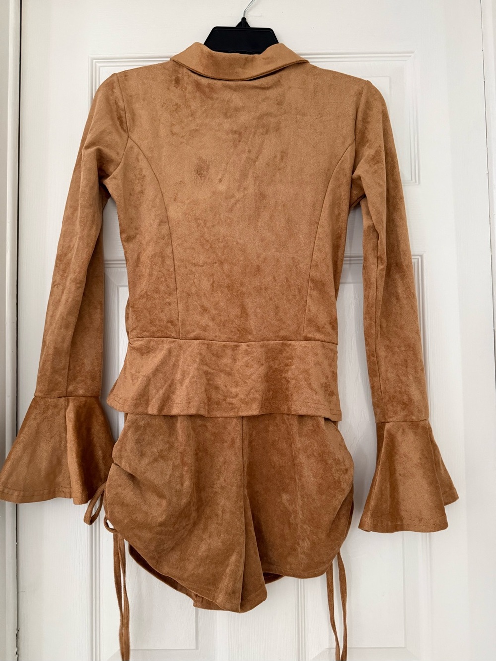 Fashion Nova Camel Suede-Look Two-Piece Romper Set - Picture 4 of 8